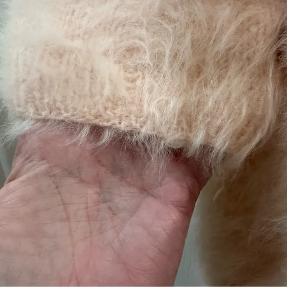 Fuzzy Demure Soft Pink Cardigan - Picture 4 of 5